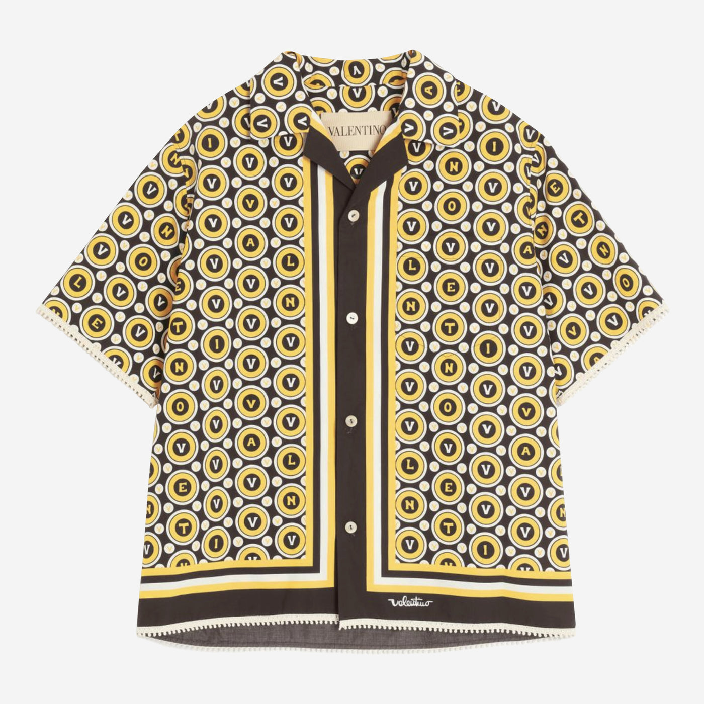 Valentino Garavani Bulles Royales Print Cotton Poplin Bowling Shirt