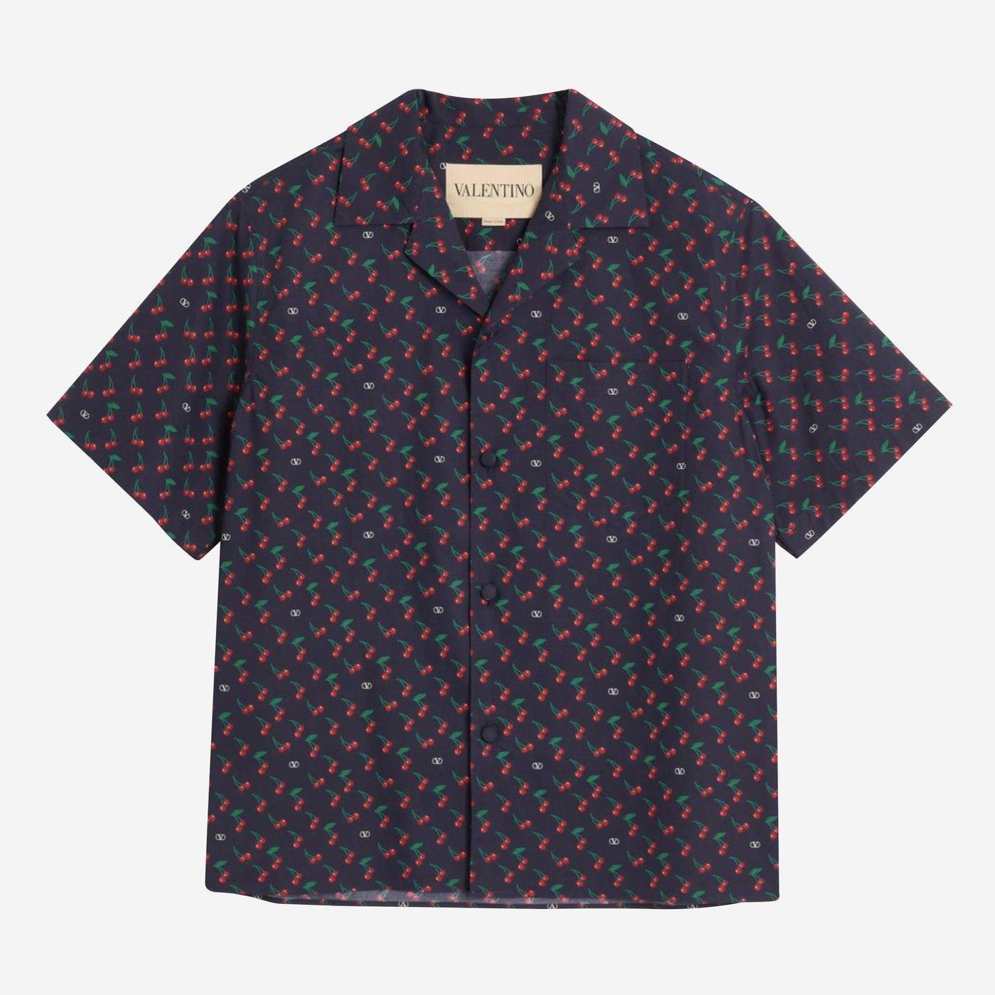 Valentino Garavani Cotton Poplin Cherryfic Print Bowling Shirt