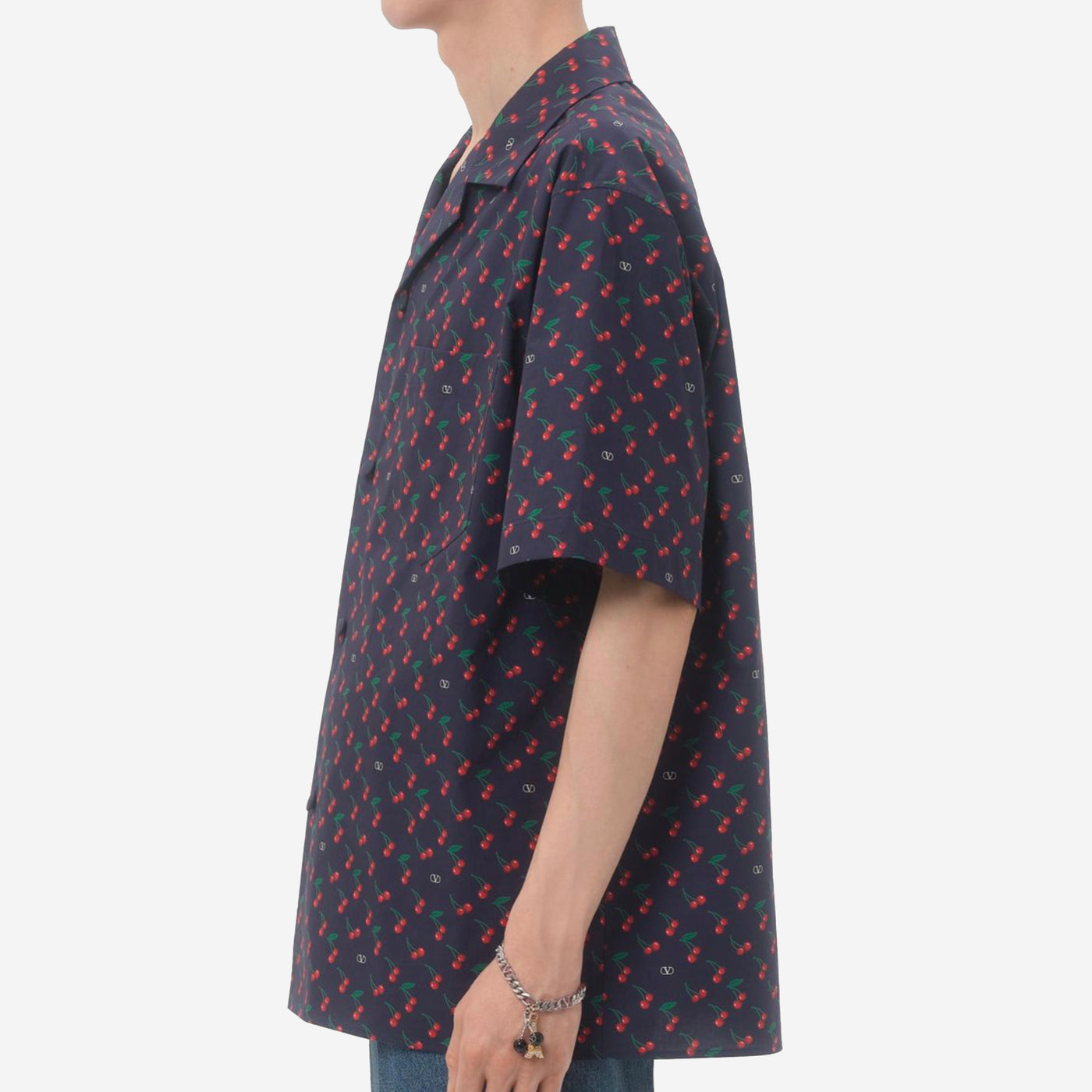 Valentino Garavani Cotton Poplin Cherryfic Print Bowling Shirt
