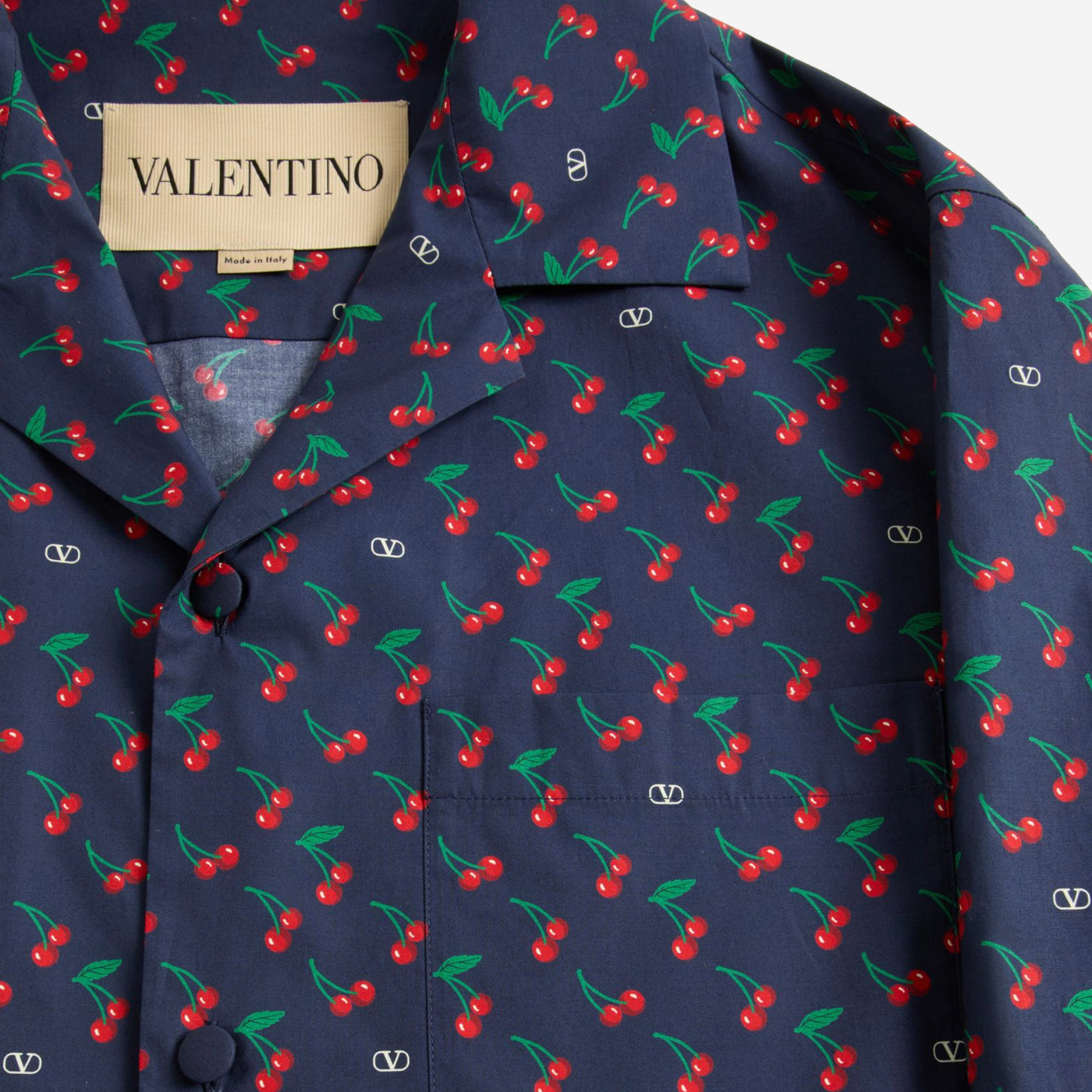 Valentino Garavani Cotton Poplin Cherryfic Print Bowling Shirt