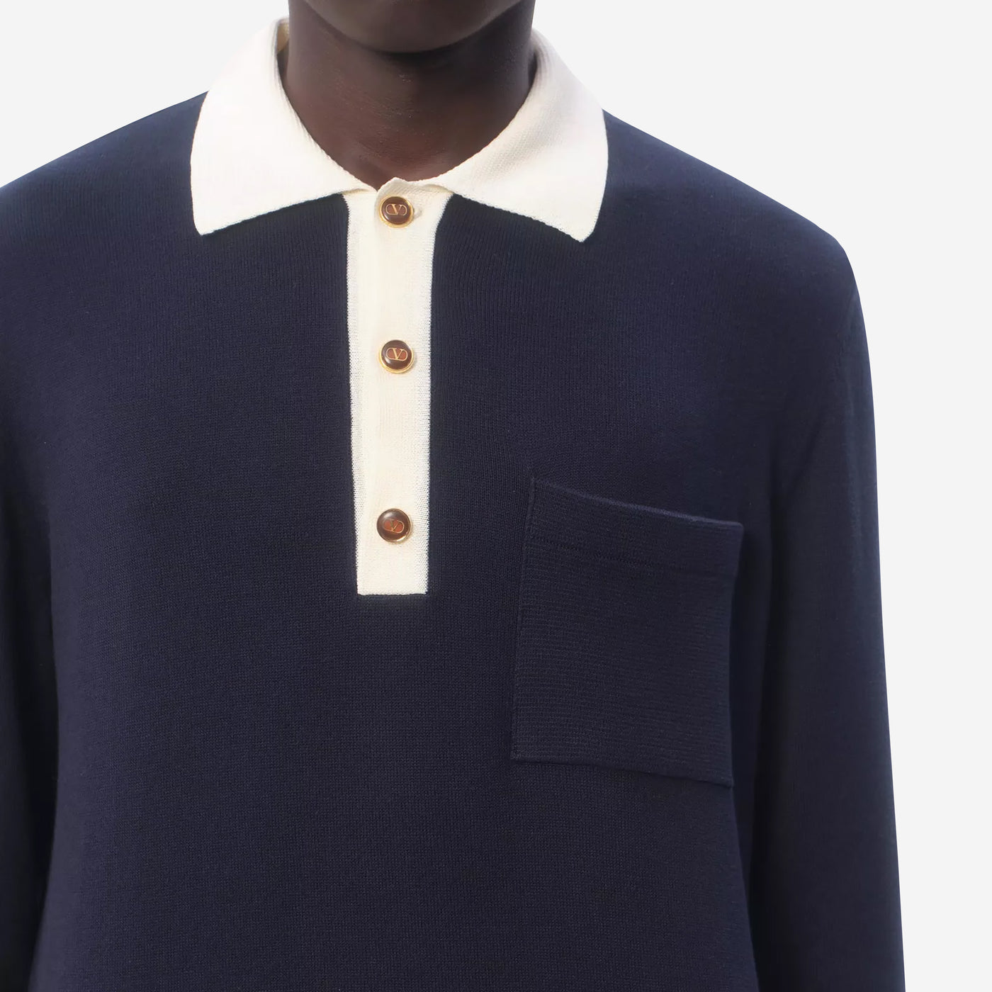 Valentino Garavani Long Sleeved Cotton Polo Shirt