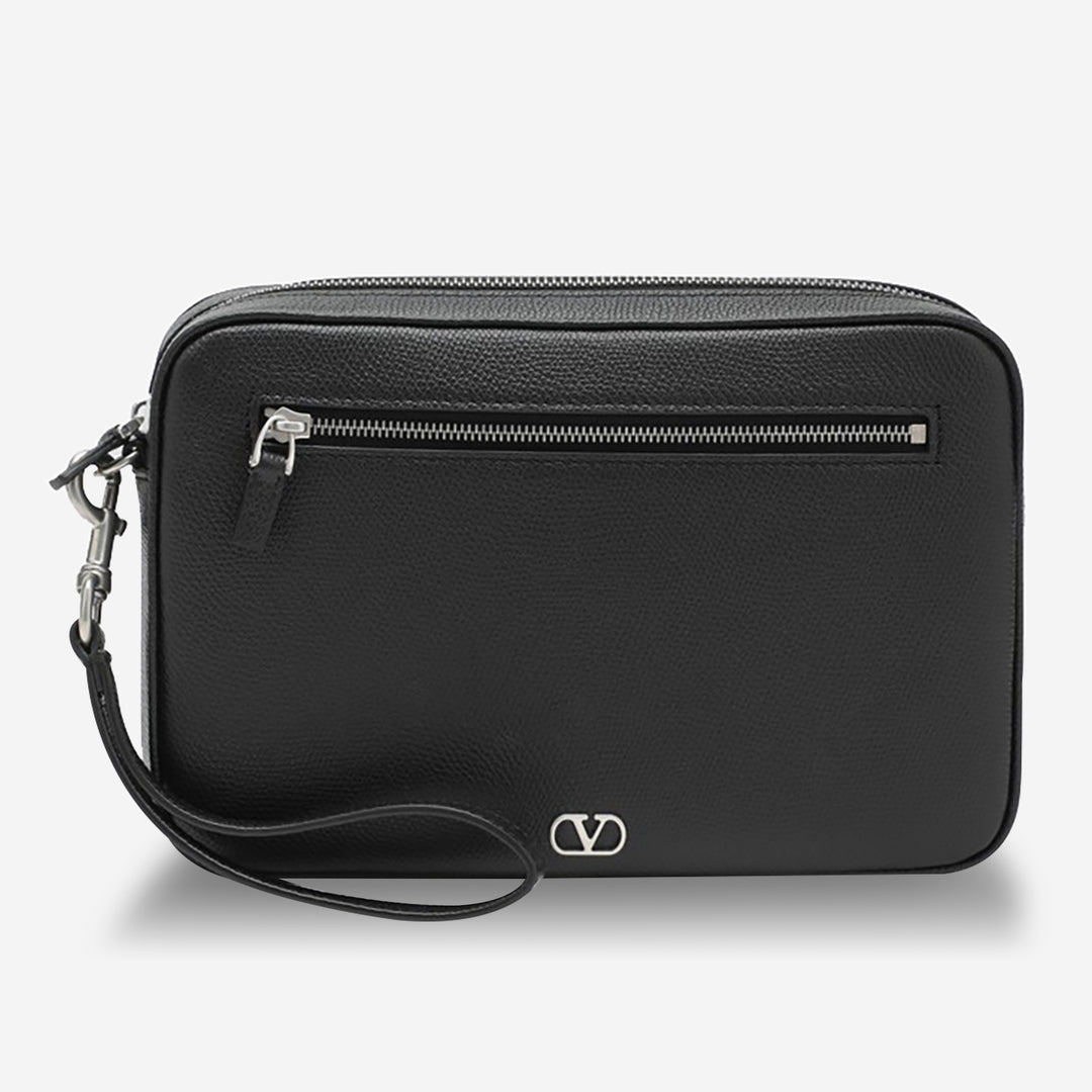 クラッチバッグ Valentino Garavani Vlogo Signature Clutch Vlogo Signature Grainy Calfskin Clutch Bag for Woman in