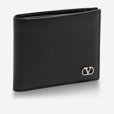 Valentino Garavani Vlogo Signature Grainy Calfskin Wallet