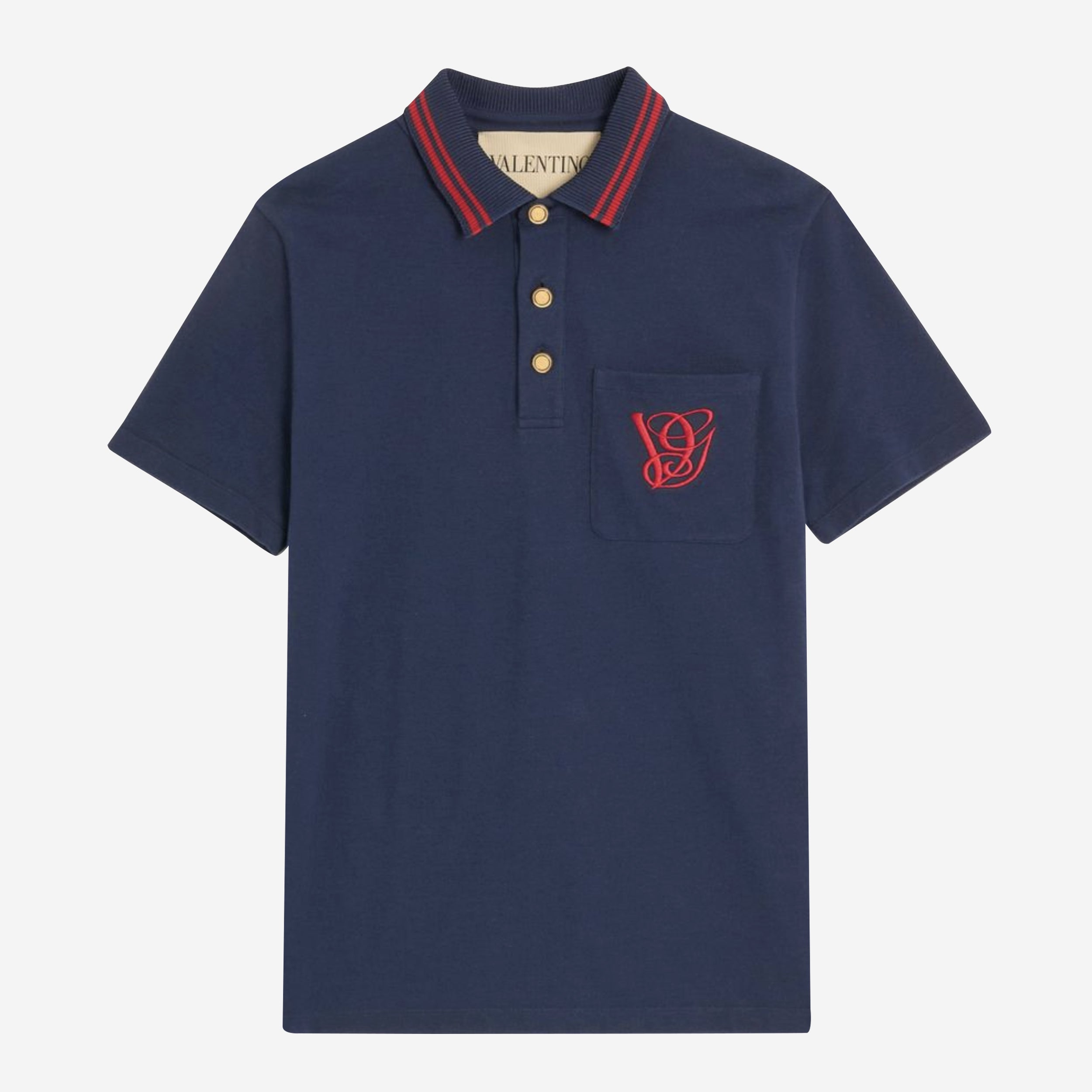 Valentino Garavani VG Embroidery Cotton Piqué Polo Shirt