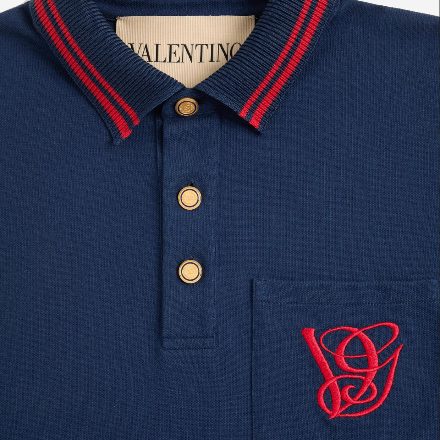 Valentino Garavani VG Embroidery Cotton Piqué Polo Shirt