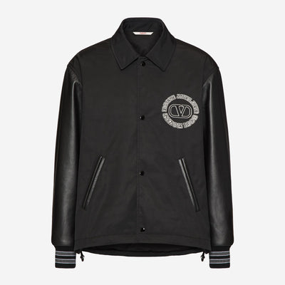 Valentino Leather Sleeves Sports Jacket