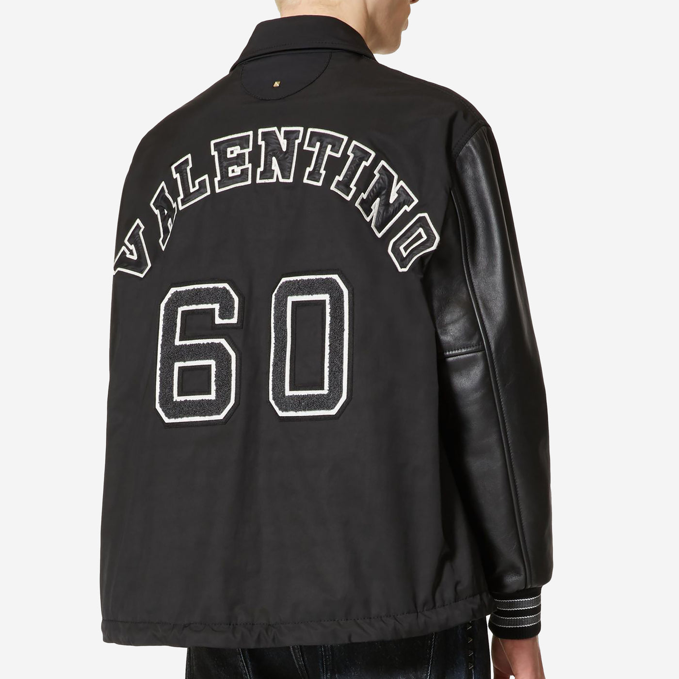 Valentino Leather Sleeves Sports Jacket