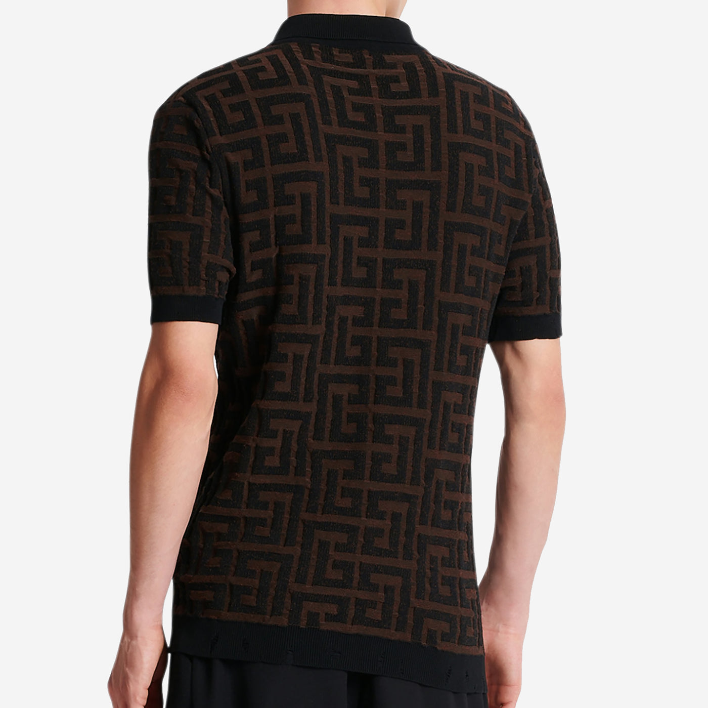 Balmain Maxi Monogram Unstructured Knitted Polo Shirt