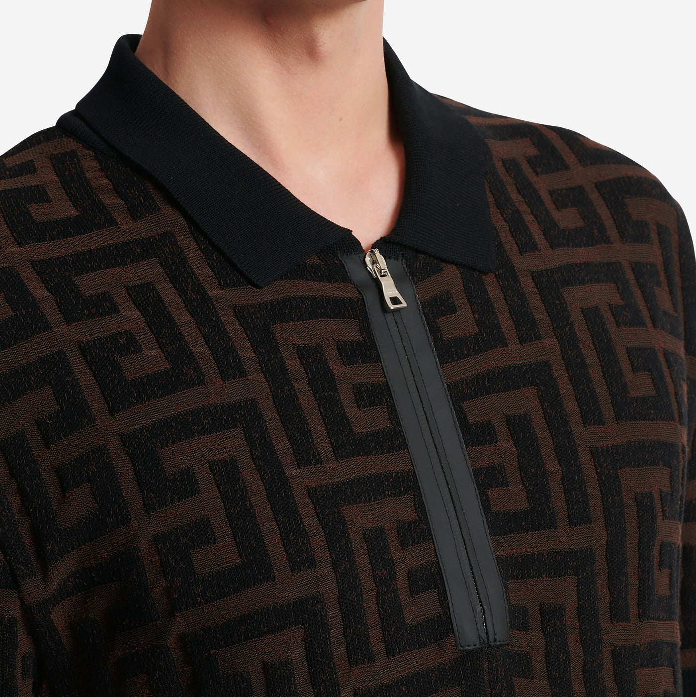 Balmain Maxi Monogram Unstructured Knitted Polo Shirt