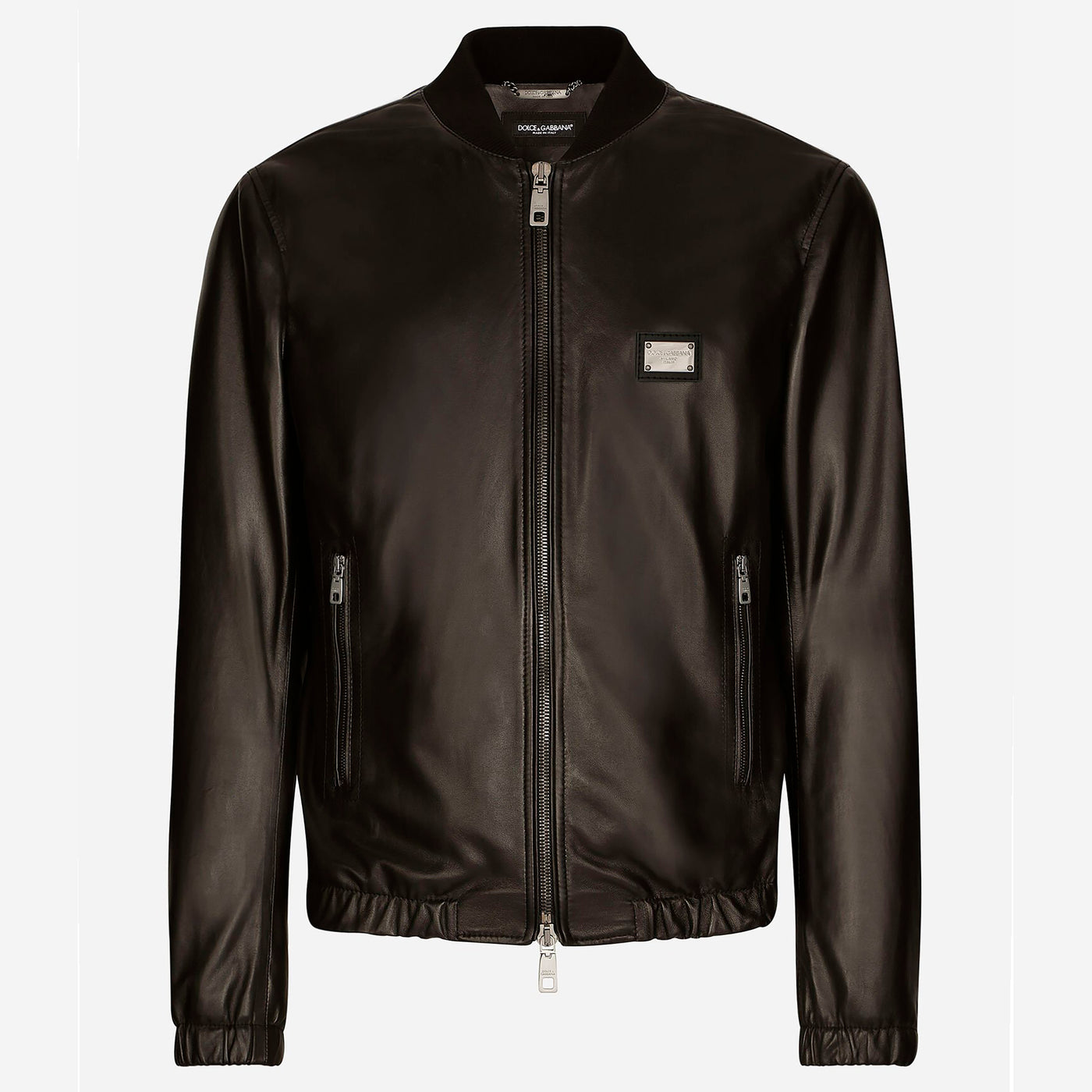 Dolce & Gabbana Branded Tag Leather Jacket