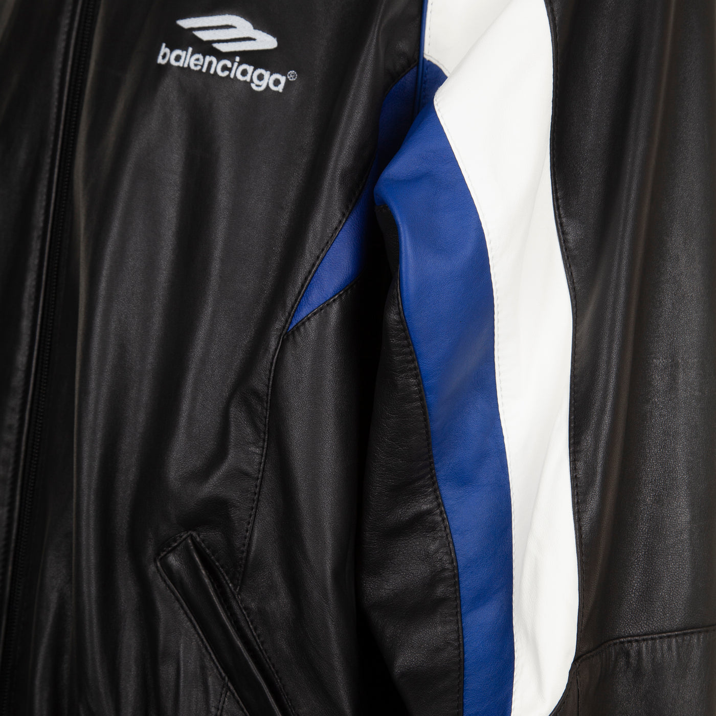 Balenciaga 3B Sports Icon Leather Tracksuit Jacket