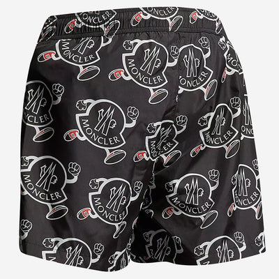 Moncler All Over Logo Print Swim Shorts