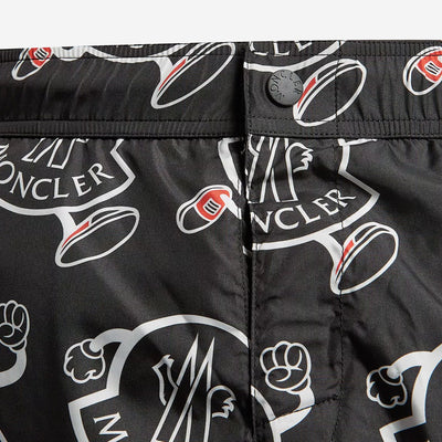 Moncler All Over Logo Print Swim Shorts